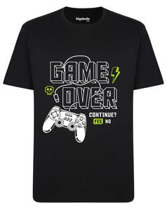 Bigdude Game Over Print T-Shirt Black